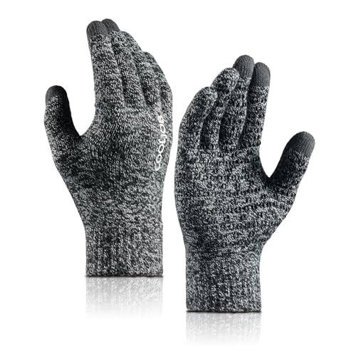 COOLJOB Warm Fleece Knit Winter Gloves for Men Women, Touch Screen Fingers, Non-slip Silicone Grip...