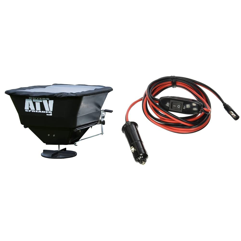 Buyers Products ATVS100 ATV All-Purpose Broadcast Spreader 100 lbs. Capacity with Rain Cover, Black & Master Plug Wire Harness-18 Gauge, 8 feet Length, 8 feet Length, Red/Black