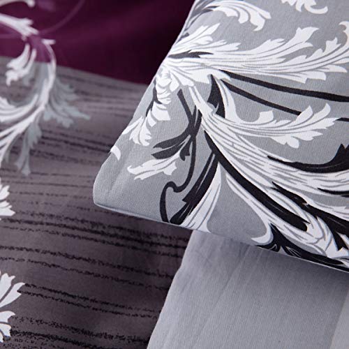 Sleepbella Comforter Queen Size, 600 Thread Count Cotton Grey Paisley & Purple Comforter Sets, Down Alternative Bedding Set 3Pcs(Queen, Purple Paisley) #TOP6