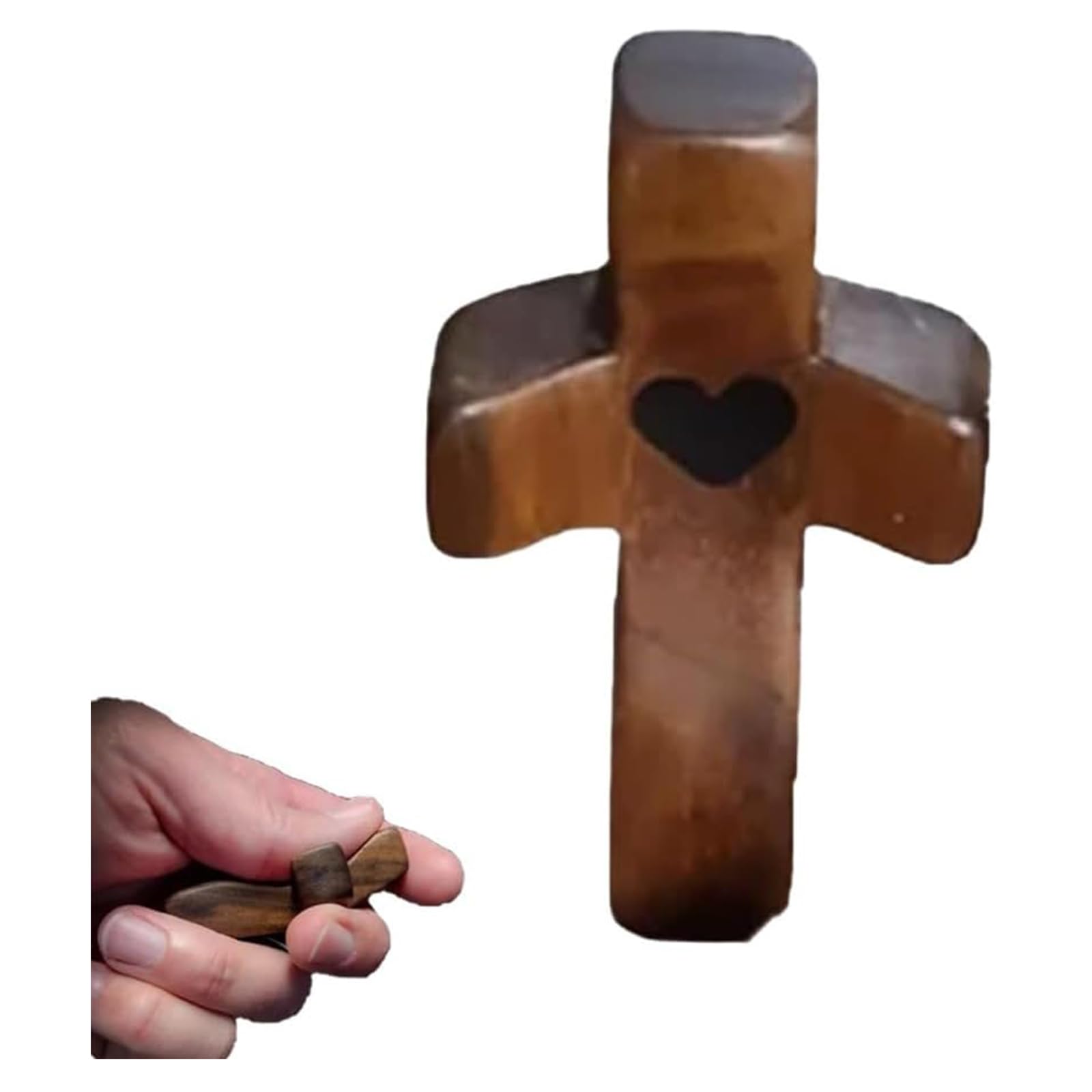 Ltahtliay Cross My Heart, Regalo Di Incoraggiamento, Croce Tascabile, Croce In Legno Palmare Con Cuore Epossidico Da Portare In Tasca, Regalo