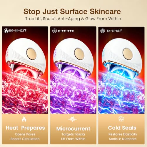 Red Light Electric Gua Sha Facial Neck Sculpting Tools with Heat, Cold, Microcurrent, Lymphatic Drainage Massager Device for Lifting Firming Contouring | Pressure Point Fascia Release | Cool Depuffing — view 4