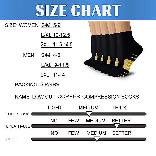 Copper Ankle Compression Socks For Women & Men - Plantar Fasciitis Arch Support Running Socks For Athletic Small-Medium #TOP5