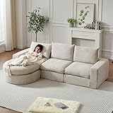 [Coussins cervicaux intégrés] Ce canapé en chenille est livré avec trois coussins, et un coussin cervical peut être fixé derrière chacun d'eux. Lorsque vous vous allongez, les coussins cervicaux offrent un excellent maintien. De plus, l'association