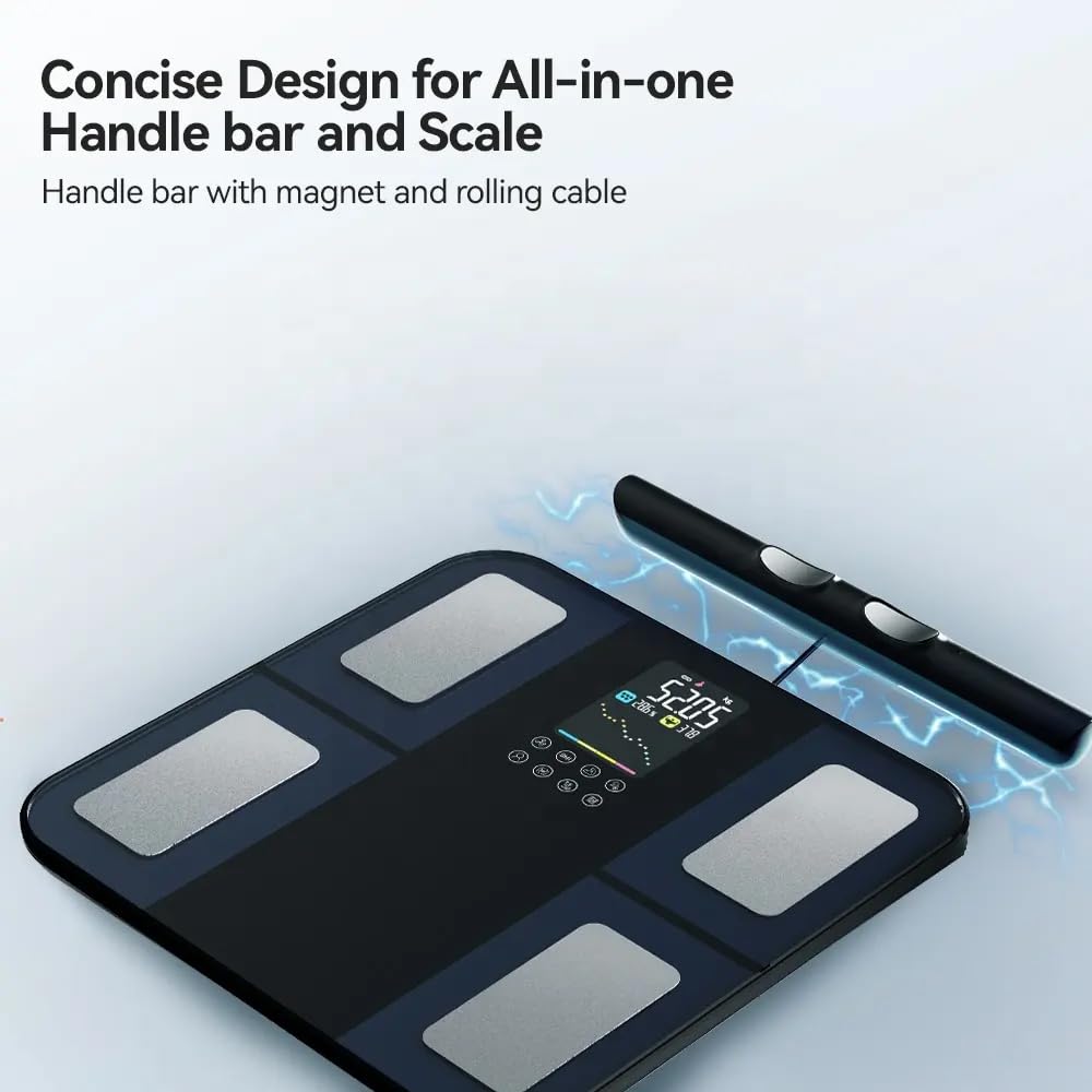 Pèse Personne Balance Connectée Impédancemètre Avec 8 Électrodes 28 Données Corporelle Affichage LCD Avec APP pour Andriod et iOS, Max. 180kg/400lb/28st, 30 * 30CM