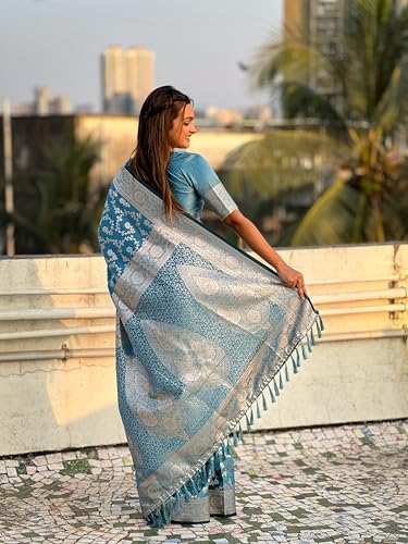 Image of Banarasi Satin Silk Zari Woven Dusty Color Saree with Unstitched Blouse Piece