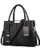 B&E LIFE Stylish Women Pu Leather Vertical Utility Top Handle Handbag Satchel Tote Purse Bag (Black)