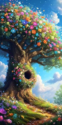 Pintar por Numeros Niños, Grande XXL Color Árbol DIY Pintar por Numeros Adultos Principiante, con Pinceles y Pintura Acrílica, Kit Manualidades Paint by Numbers, Decoraciones Pared Hogar 20x40cm S-59