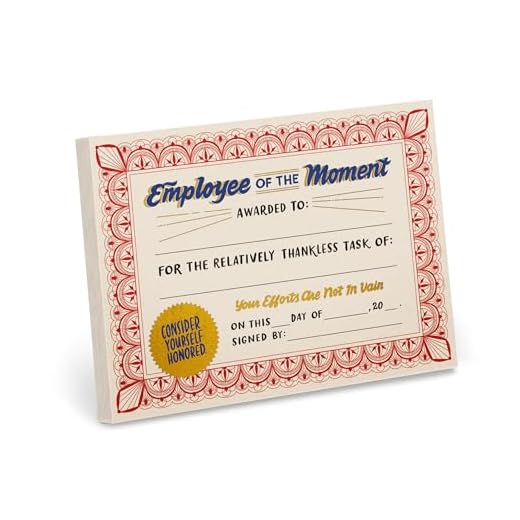 Em & Friends Employee of the Moment Award Paper Certificate Note Pad