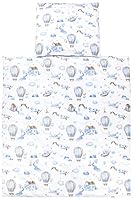 TupTam Unisex Baby Wiegenset 4-teilig Bettwäsche-Set: Bettdecke und Kopfkissen mit Bezug, Farbe: Heißluftballons Blau, Größe: 80x80 cm