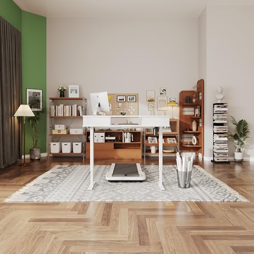 MZPVK Standing Desk 47 x 24 inch,Height Electric Adjustable Computer Desk with 2 Drawers,Stand Up Gaming Desk with Power Outlets & Storage Hook Console,Sit Stand Desk,Office Desk(White) - Image 6