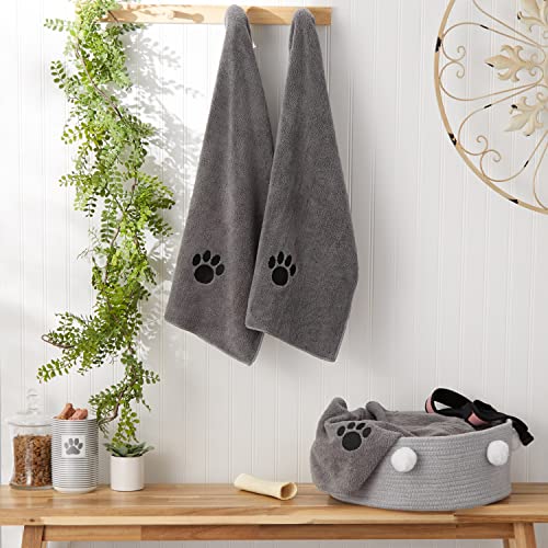 Image of Bone Dry Pet Grooming, Embroidered Microfiber Towel Drying Collection, 15x30, Gray