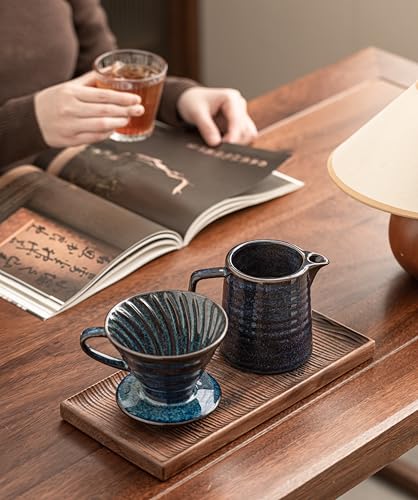 Image of Pour Over Coffee Maker,Ceramic Coffee Maker With 40 pcs Paper Filter,15oz /450ml Pour Over Coffee Dripper (Starry Blue, V02)