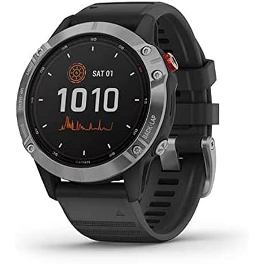 Garmin fēnix 6 Solar, Reloj Multideporte avanzado con GPS y Carga Solar, Plateado con Correa Negra (Reacondicionado)