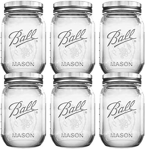 BHL JARS Regular Mouth Mason Jars 16 oz Bundle with Non Slip Jar Opener brand Set of 6-16 Ounce Size Mason Jars with Regular Mouth - Canning Glass Jars with Lids, Heritage Collection