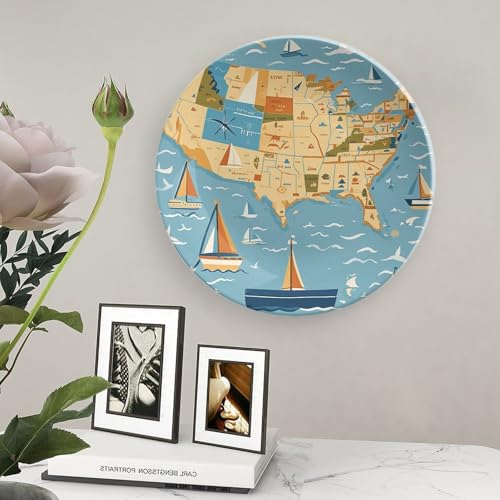 Decoración de pared marinera sin complicaciones con plato cerámico VFKLT de 8 pulgadas 6