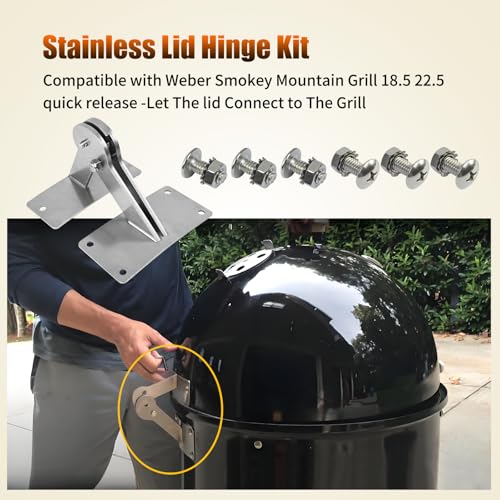 Kit charnière de couvercle libération rapide compatible Weber Smokey Mountain 18.5 22.5
