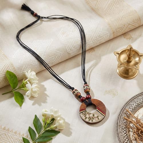 Image of AAKRITI ART CREATIONS Boho & Tribal Handcrafted Necklace Collection | Jute, Wooden & Brass Pendant Designs | Ethnic Collar, Loop & Statement Jewelry for Women | Artisan Festival & Everyday Wear