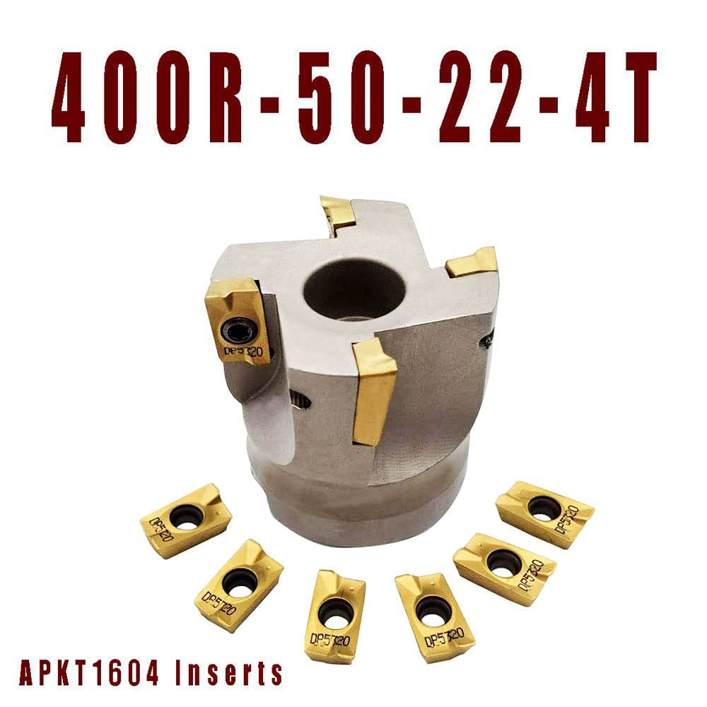 HunrichoPlanfräshalter, 50 mm, 50-22-4T, CNC-Planfräser, Schaftfräser, Schaftfräser mit APMT1604PDER -DP Schaft Planfräser Dorn BAP400R 50-22-4T (BAP400R 50-22-4T + APMT1604PDER gelb)