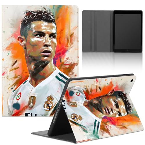 Tablet Cover Football Custodia per iPad 9/8/7 10,2', Modell 2021/2020/2019, 9./8./7. Generation, Stella del Calcio 7 Disegni Pattern Cover con Funzione Pelle Holder Flip Protezione Tablet Case,colori