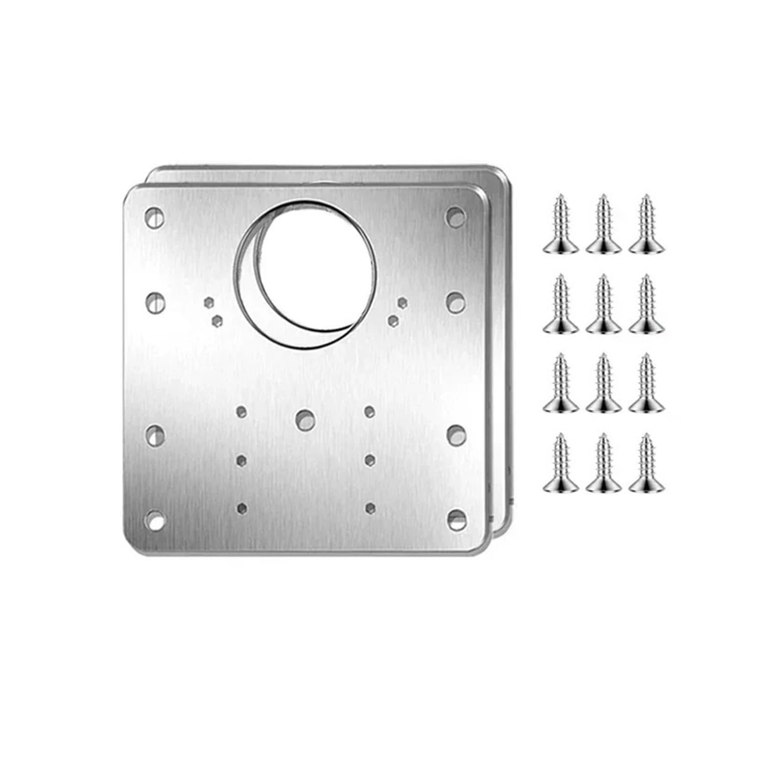 Hinge Repair Plate Square Cabinet Hinge Repair Plates Stainless Steel Door Mounting Plate with Hole and Screws for Furniture Cupboard(A- 2sets)