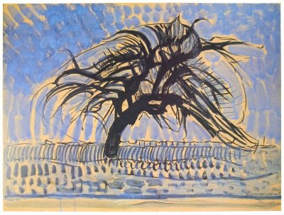 Peinture à l'huile L'Arbre Mondrian 30x40 : Donnez de la personnalité à un mur blanc vide