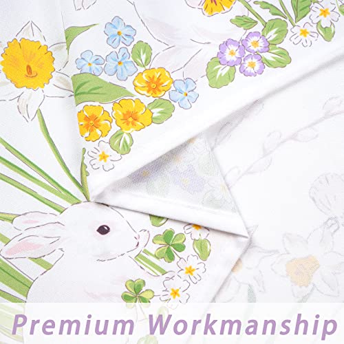 Framics Easter Tier Curtains For Kitchen Happy Bunny Rabbits Butterfly Tier Window Curtains Spring Colorful Flower Drapes Rod Pocket Half Window Treatments For Bedroom Living Room 29" X 36", 2 Panels #TOP5