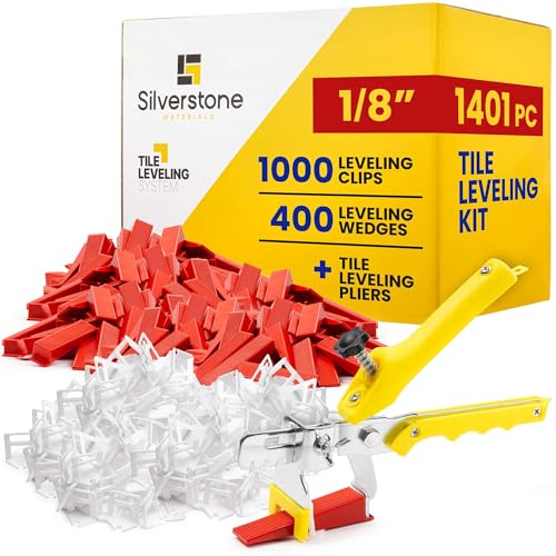1401 Pcs Tile Leveling System with 1/8" (3mm) Tile Spacers, Tile Wedges and Tile Leveling Clips - Saves Time for Perfect and Precise DIY Installation of Ceramic Tiles - With Leveler Tool (Pliers)