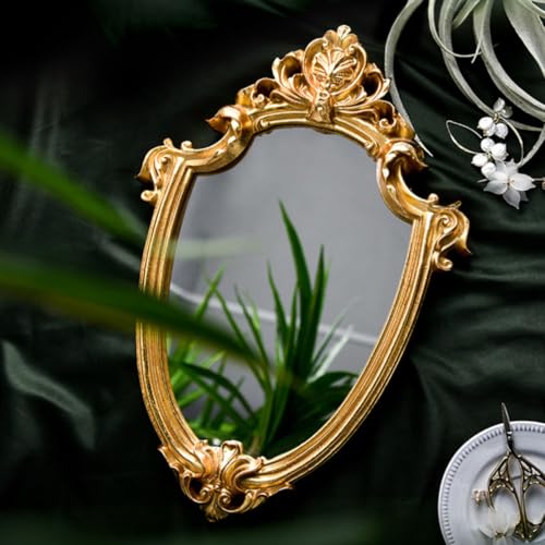 Miroir de Salle de Bain Suspendu Structure Robuste Or Relief - 7
