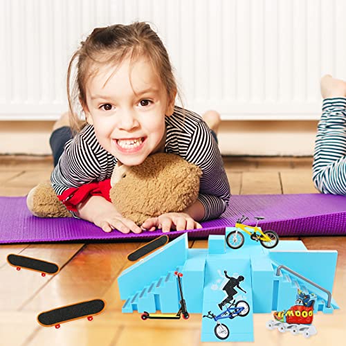 Plsoppkg 5Pcs Skate Park Kit Ramp Parts For Finger Skateboard Park Kit Part Training Props With Finger Skateboards Finger Bikes Skates Scooters And More(Blue) #TOP5