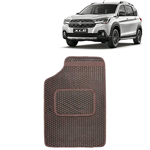 Image of Kingsway Dotted Design Car Floor Foot Mats Universal Fit for Maruti Suzuki XL6, Model Year : 2019-2022, Water and Dustproof, Color Brown, Set of 5 Pieces