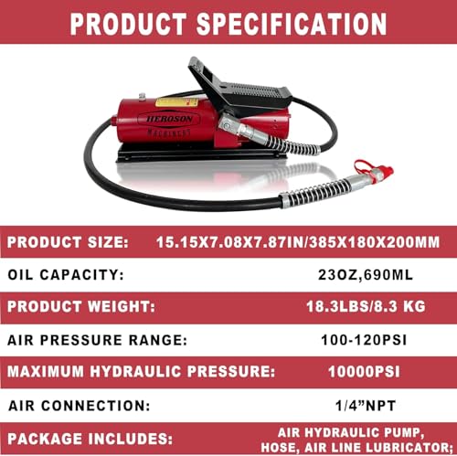 Generic Heroson Air Hydraulic Pump,10,000 Psi High Pressure Pneumatic Hydraulic Pump,1.7L Reservoir thumb #1