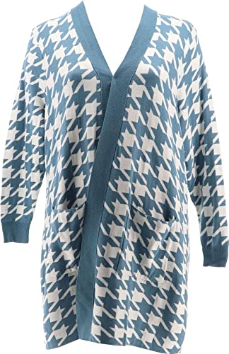 Belle Kim Gravel Reg Houndstooth Jacquard Cardigan A550645 #TOP18