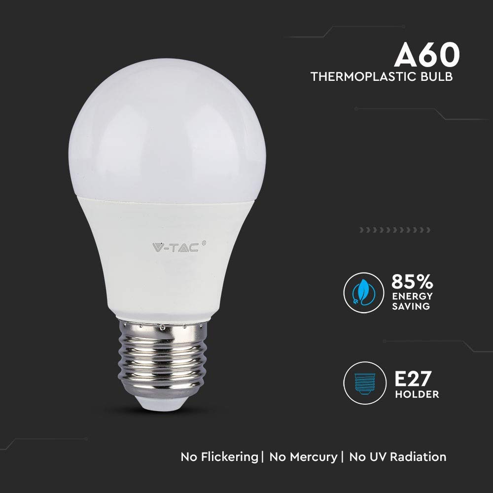 V-TAC - Lampadina LED E27, 9 W (sostituisce 60 W), luce bianca fredda, confezione da 5