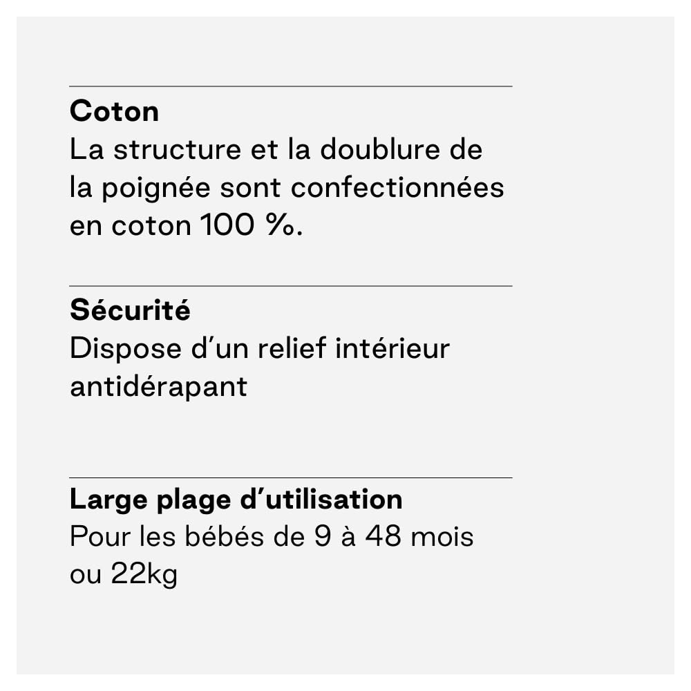 Jané Catch Écharpe de Portage Bébé Hanche, Portage Latéral, Réglable, Ergonomique et Antidérapante, 100% Coton, 9-48 Mois, Gris
