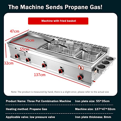 Gas-Fritteuse Arbeitsplatten-Profi-Fritteuse mit Großem Fassungsvermögen, Edelstahl-Arbeitsplatte, Propan-LPG Kann Verwendet Werden, für Pommes Frites Home Kitchen Restaurant,Style8 – Bild 3