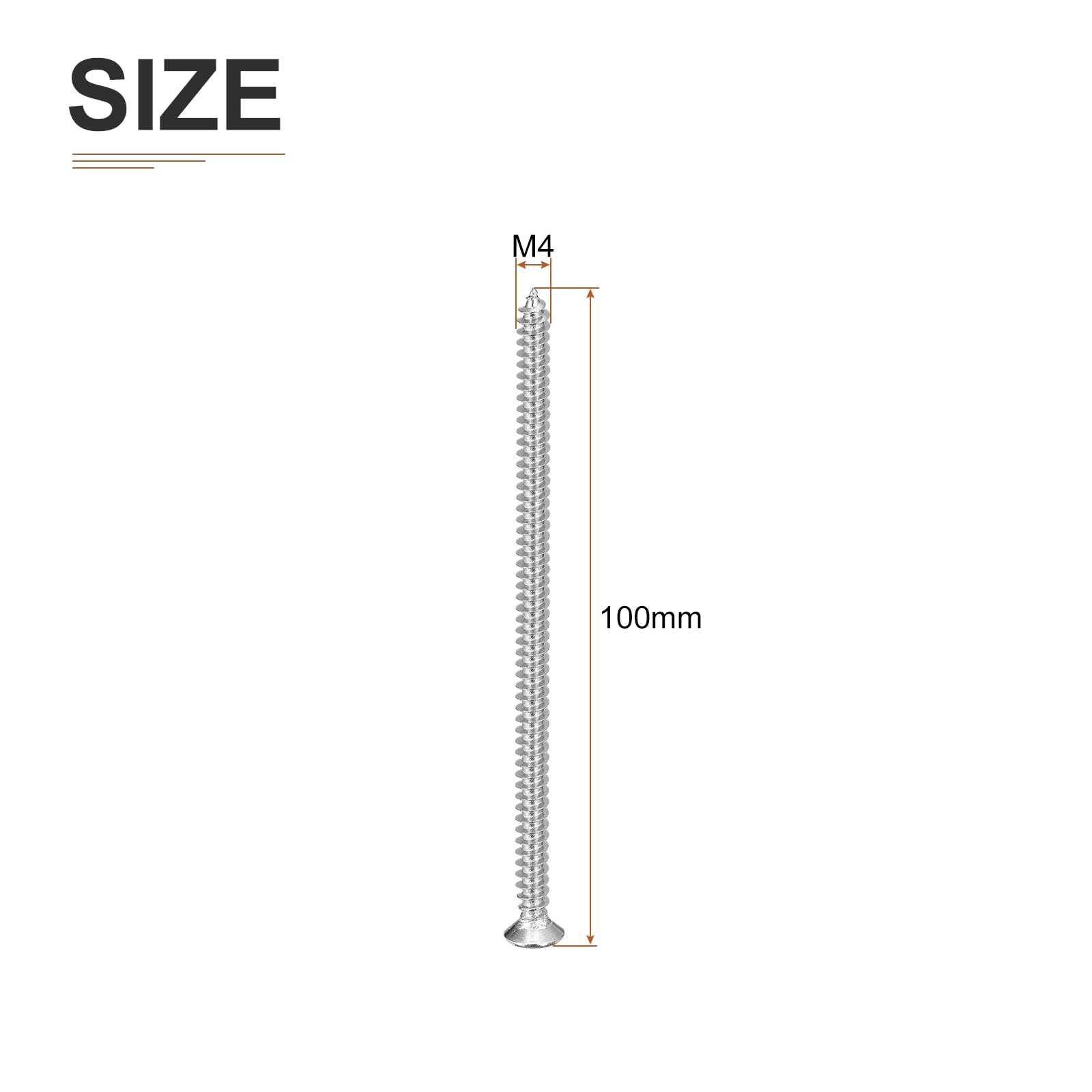 DTGN 20Pcs M4x100mm Flat Head Wood Screws, 304 Stainless Steel Phillips Self Tapping Screws - Good for Woodworking Furniture - Silver - Image 2