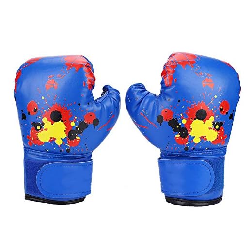 Kinder Boxhandschuhe Baby Mädchen Jungen Kinder Boxhandschuhe Boxhandschuhe Schlagtraining Kinder Kampfhandschuhe für Alter 6-15 Jahre(Blau)