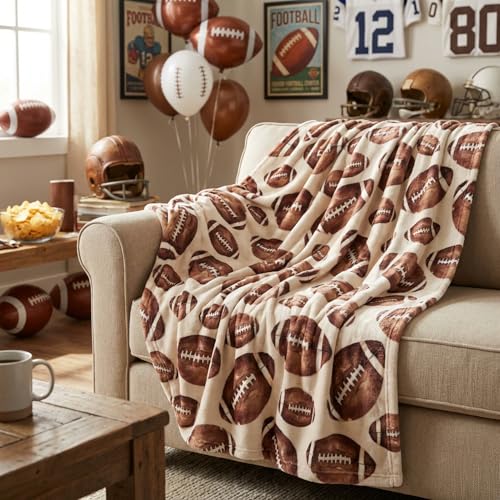 Horaldaily Football Flannel Blanket Throw...