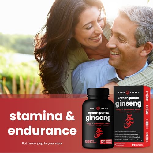 Nutrachamps 999541 Korean Red Panax Ginseng Capsules | Extra Strength Ginsenosides For Energy, Focus, Performance, Vitality & Immune Support | Korean Red Ginseng Root Extract Powder Supplement thumb #3