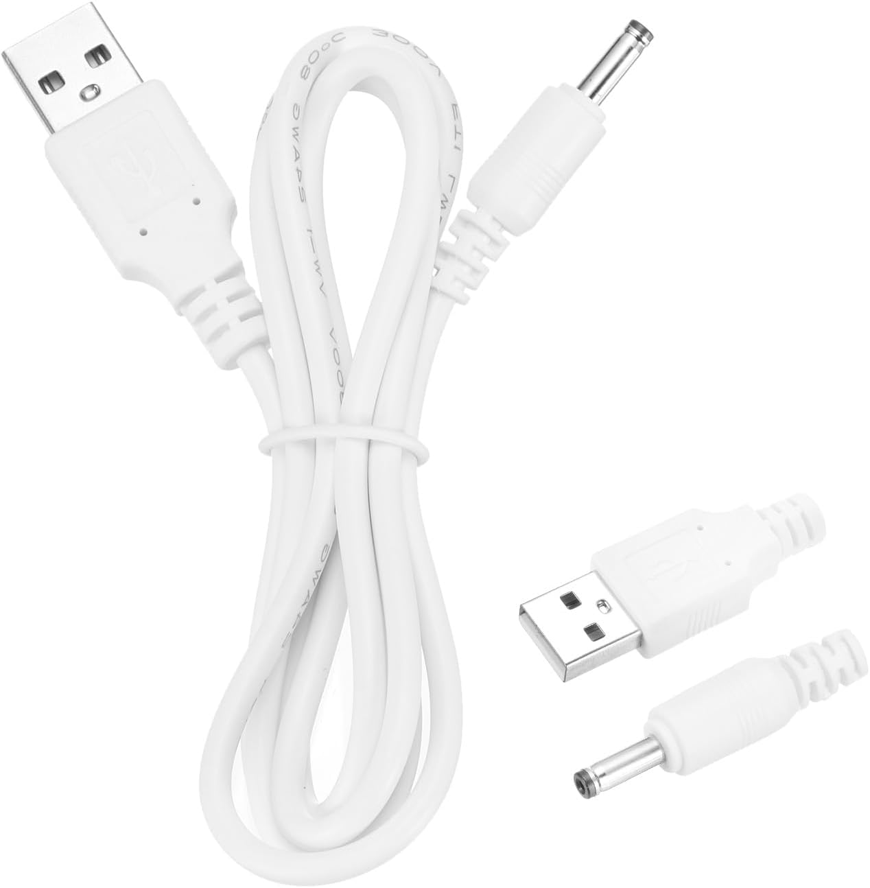 MECCANIXITY USB to DC Power Cable 2A 5V DC Power Cord 3.5mmx1.35mm Jack Charging Plug Connector Cable Adapter for Fan Camera Phone Tablet Devices (3.3ft, White)