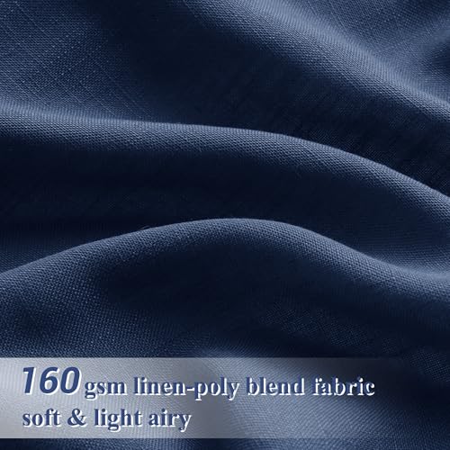 Image of Joywell Linen Curtains 84 Inches Long for Living Room Denim Blue