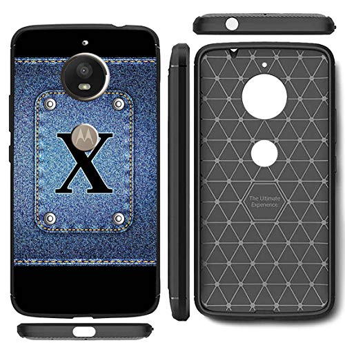 Image of Amazon Brand - Solimo Designer Button Jeans Alphabet-X Printed Soft & Flexible Hybrid Back Case Mobile Cover for Motorola Moto E4 Plus