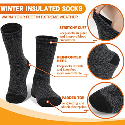 Welwoos Heated Thermal Socks For Men & Women Warm Winter Ski Thick Boot Insulated Gift Stocking Stuffers Socks 3 Pairs (Stripe B,L) #TOP3