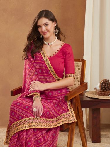 Image of Women's Banarasi Silk With Jacquard Print Saree With Blouse