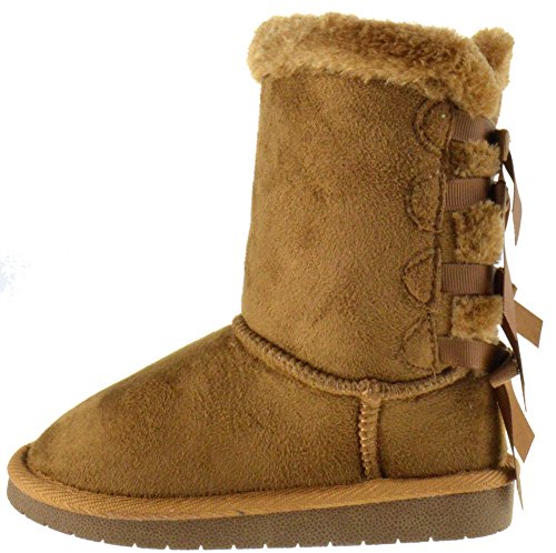 Forever Link Ann 36K Little Girls Shearling Bowtie Fur Boots2