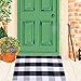 Cotton Buffalo Check Rugs Front Porch Rug Doormat 2' x 3' Plaid Rug Outdoor Buffalo Checkered Throw Rug Black and White Farmhouse Checkered Door Mat Washable Woven Mat (23.6