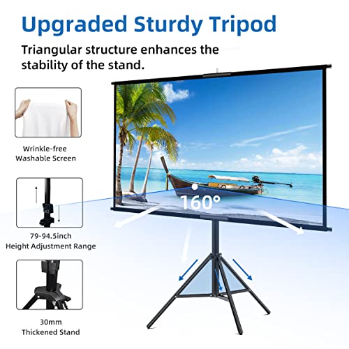 Projector Screen With Stand,Towond 120 Inch Indoor Outdoor Projection Screen, Portable 16:9 4K Hd Movie Screen With Carry Bag Wrinkle-Free Design For Home Theater Backyard Cinema #TOP1