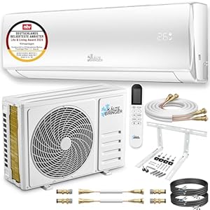 Kältebringer Split Quick Connect Airconditioning, inverter-airconditioner met verwarmingsfunctie, wifi en app, zeer stil, complete set, 5 m koperen leiding, koelmiddel R32, montagemateriaal