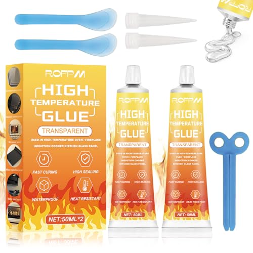 Heat Resistant Silicone High Temperature Silicone Sealant Oven Door Seal Glue Transparent Heat Resistant Glue for Oven Door Glass Cooktops Microwave Ovens Induction Hobs Kettle Gaskets