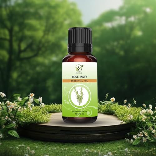 Image of VIRTUAL Rosemary Essential Oil 15ml 100 Percent Pure Natural Therapeutic Grade Oil for Hair Growth Hair Fall Control Dandruff Care Aromatherapy Sleep Relaxation Skin Body Massage Use